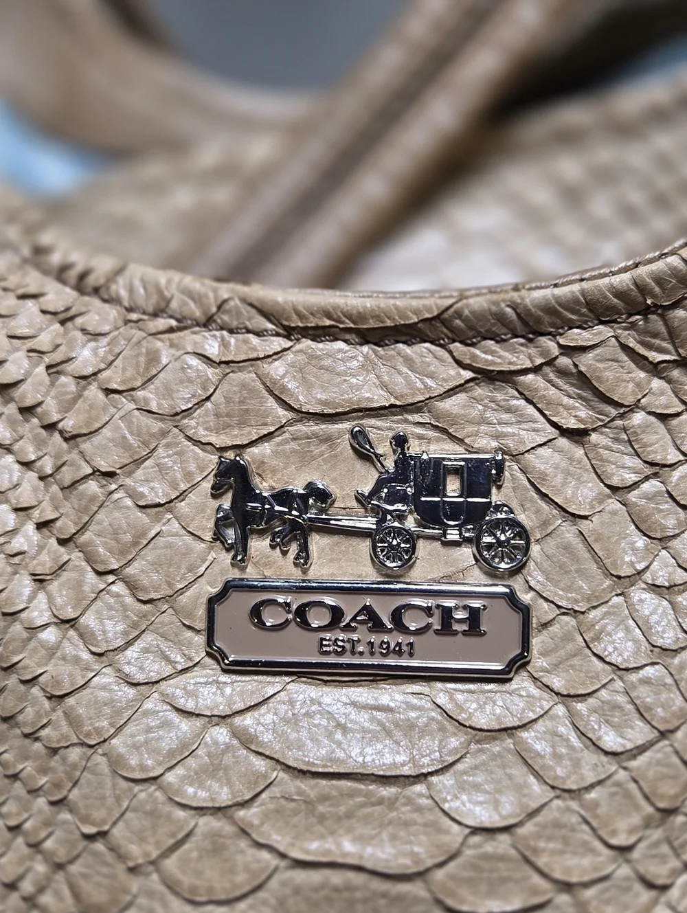 Coach Luxe Python Snakeskin Embossed Leather Maggie Madison Hobo Bag NEW • Rare - Picture 13 of 16